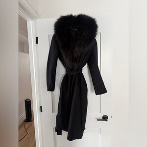 Zara Black Coat with Fur Detail
